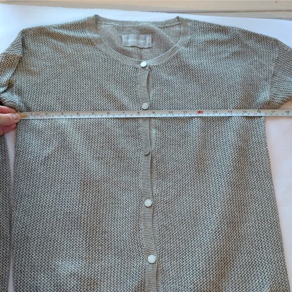 ZADIG & VOLTAIRE Silver Metallic Sheer Knit Long Sleeve Button Cardigan, size S - Picture 5 of 6